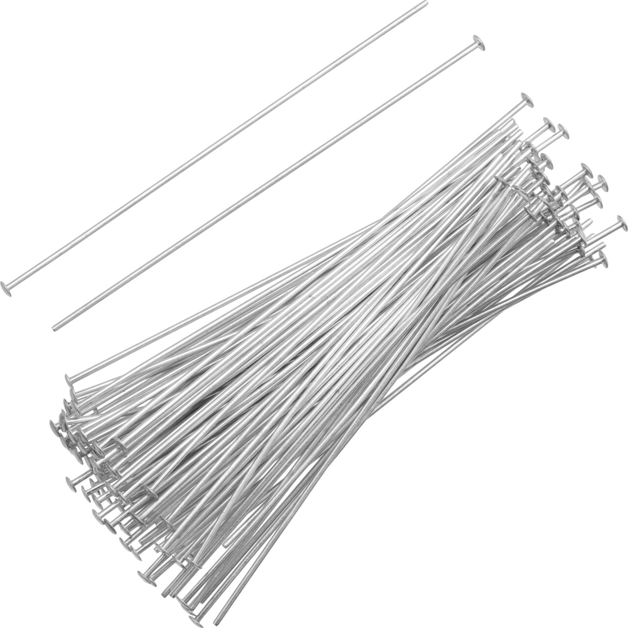 100 Sterling Silver Head Pins Hat Stick Pin Part Findings 2" 22 Gauge